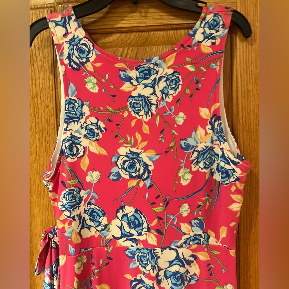 Gilli Maternity Bright Pink Floral Faux‎ Wrap w/Tie Stretchy Maxi Dress Sz Small - Picture 9 of 10